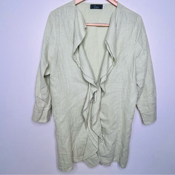 Willow Linen Pistachio Green Top Size Large - Picture 3 of 13